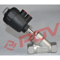 Pneumatic angle seat valve single acting piston valve